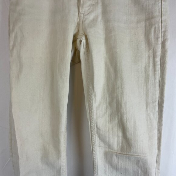 Acne Studios Jeans 26/32 Flex Used Ecru Cream Distressed Cuffed Raw Hem - Picture 3 of 12